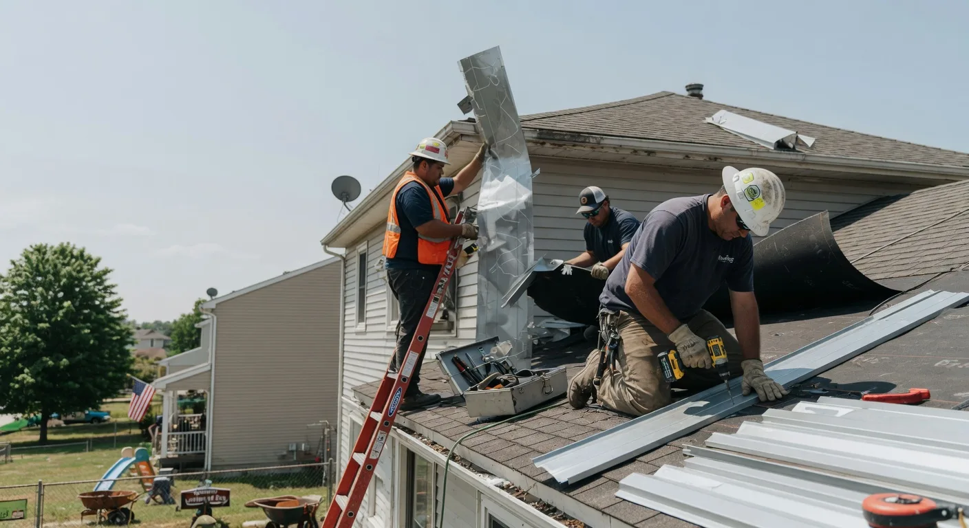 Storm Damage Metal Roof Repair in Marshes Siding, KY